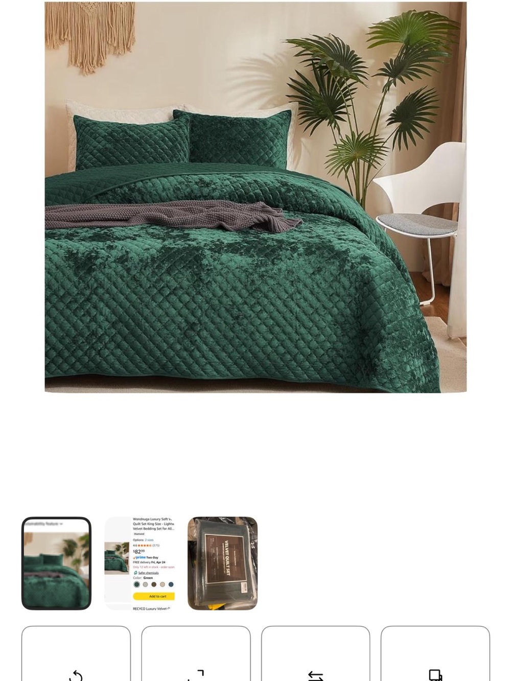 Emerald Green Plush Quilted Comforter Set